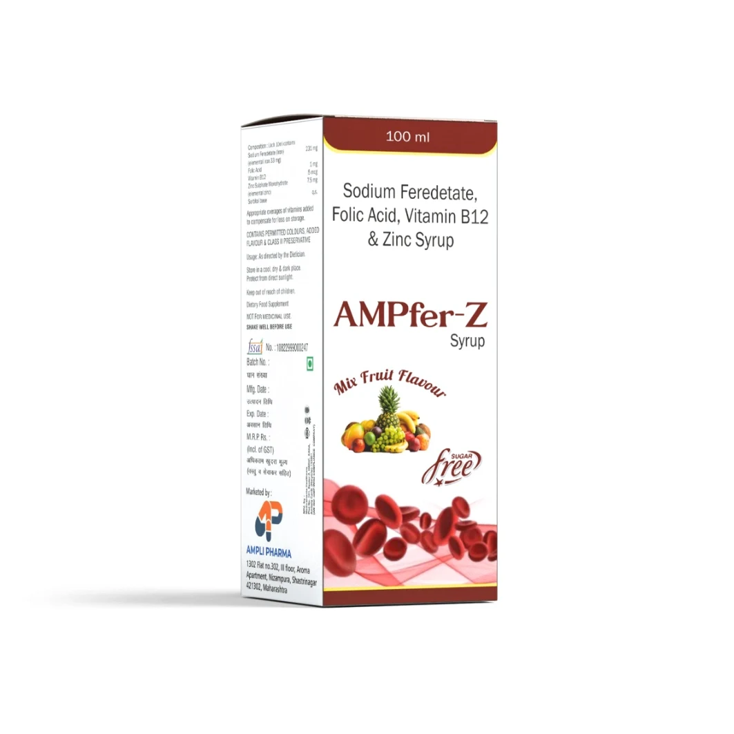 AMPfer-Z 100 Syrup pharmaceutical product pack by Ampli Pharma