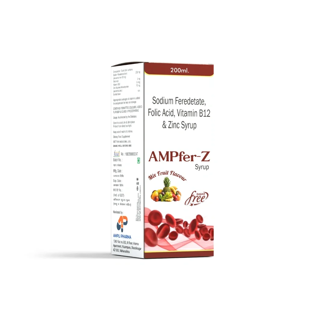 AMPfer-Z 200 Syrup pharmaceutical product pack by Ampli Pharma
